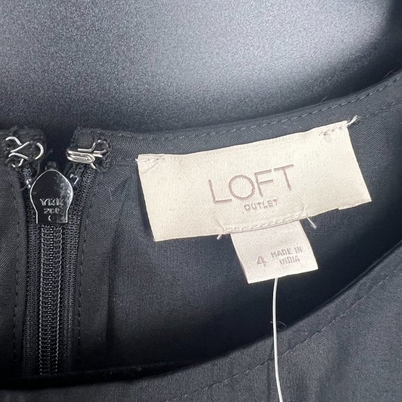 NWT! LOFT Black Tank Dress with White Embroidery - Picture 5 of 8